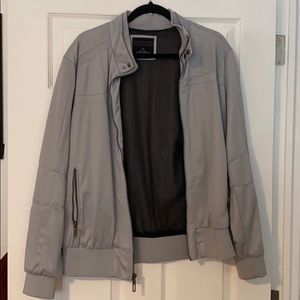 Grey zip up bomber